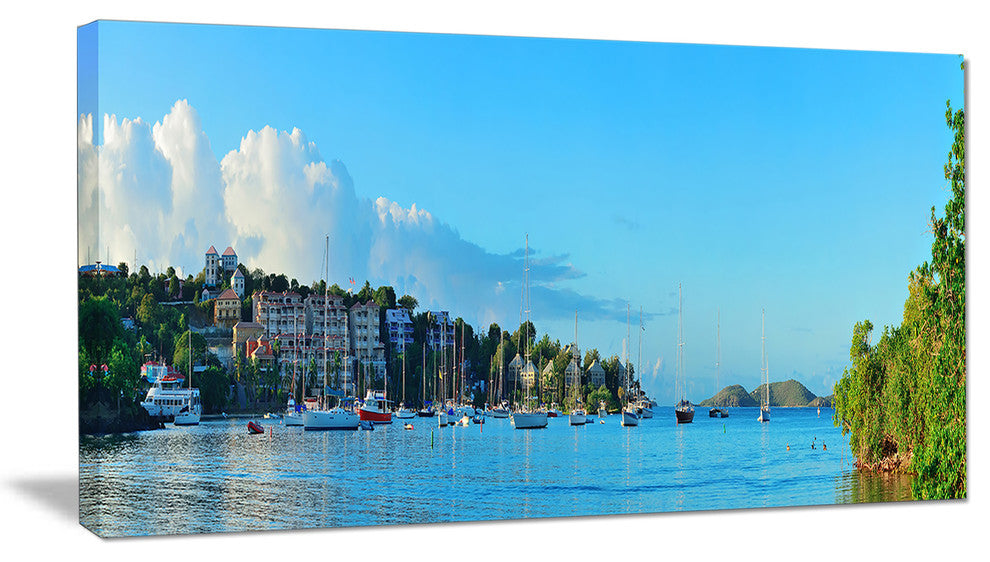 "St John Bay Panoramic View" Seashore Canvas Art, 1 Panel, 60"x28"
