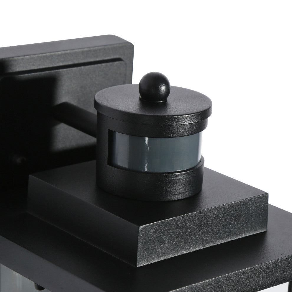 LNC 1-Light Matte Black Transitional Outdoor Wall Sconce, 11"h With Motion Sensor