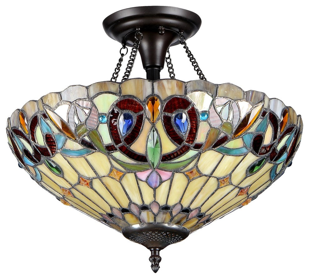 Serenity 2-Light Victorian Semi-Flush Ceiling Fixture