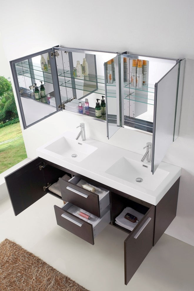 Zuri 55" Double Vanity, Wenge, Polished Chrome