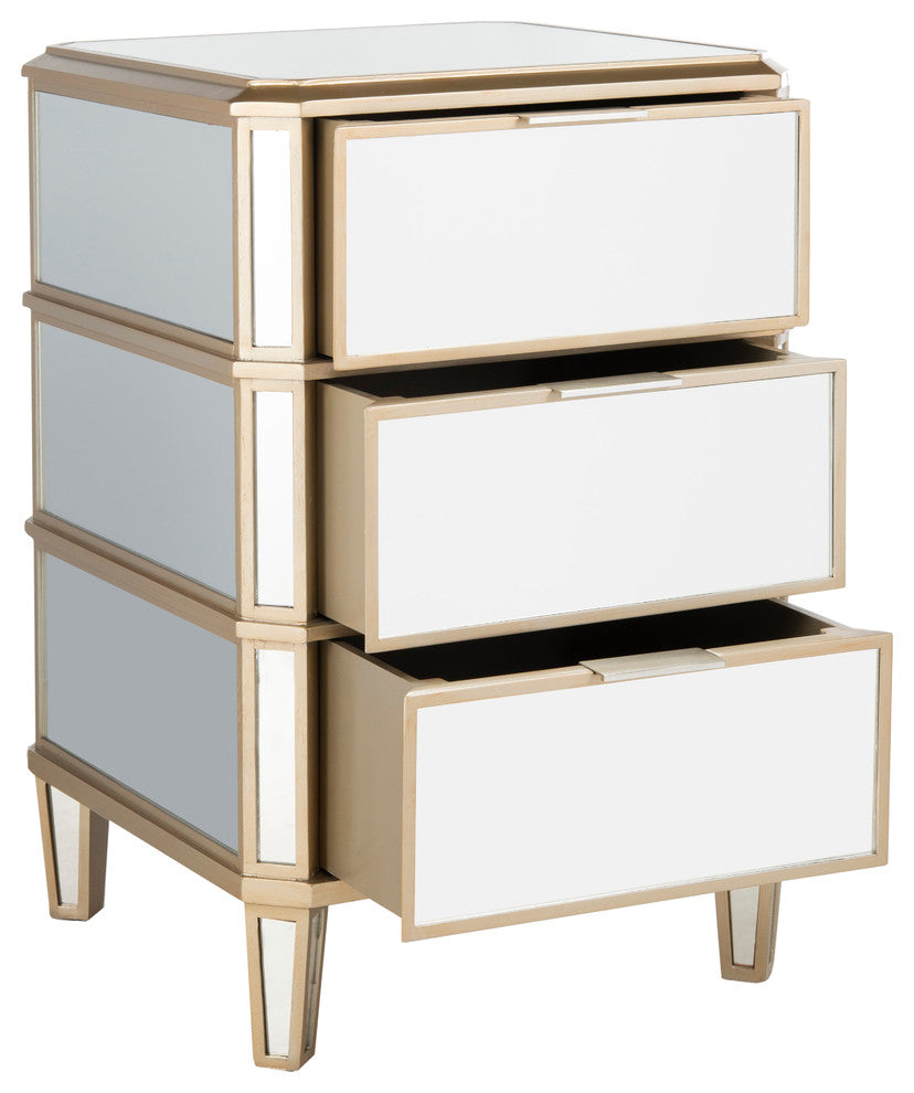 Safavieh Giana 3 Drawer Nightstand, Mirror