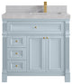 Paris 36" Right Offset Bathroom Vanity, Blue Heather 2" Pearl Gray