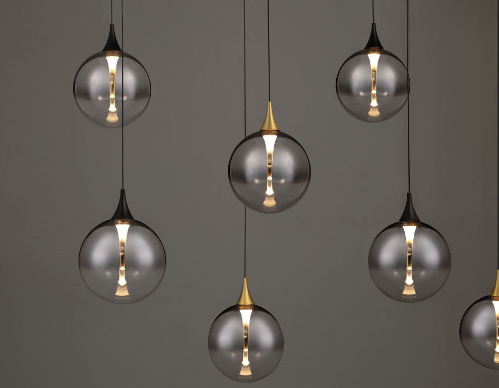 Iissa 14L 72" Gold-Black Smoke Chandelier
