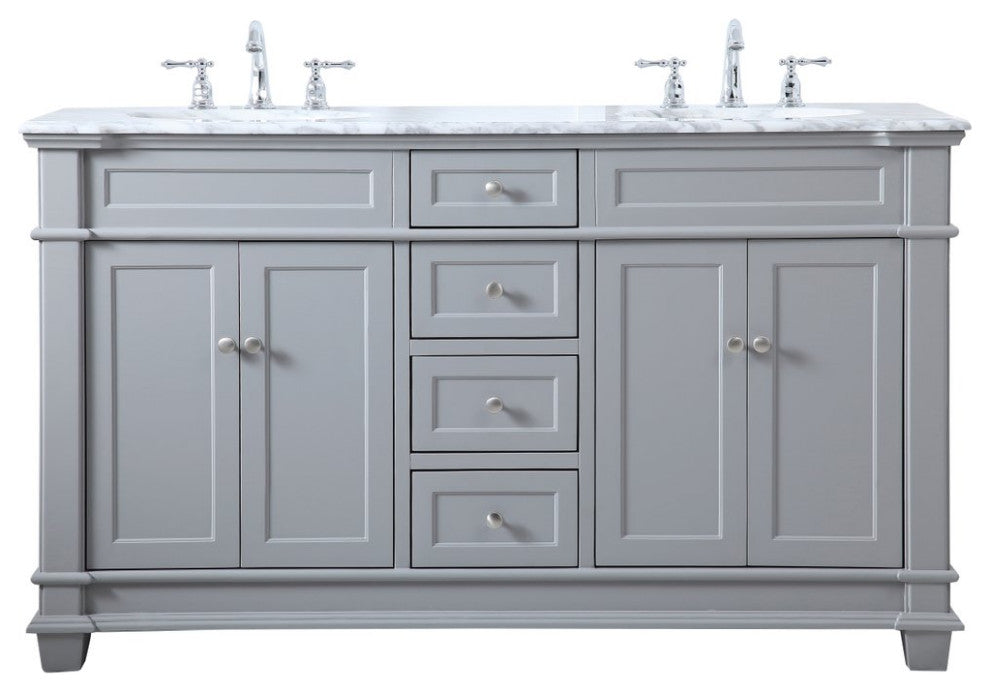Home Living 60" Double Bathroom Vanity Set, Gray