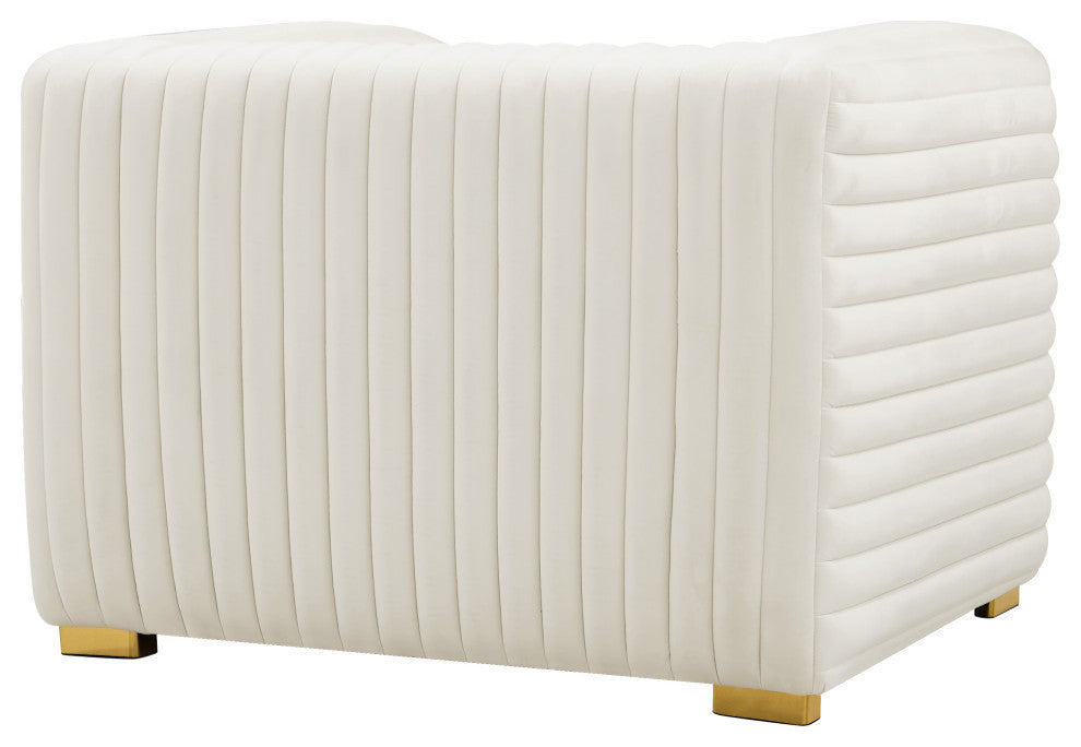 Ravish Velvet Upholstered Chair, Cream, Chair