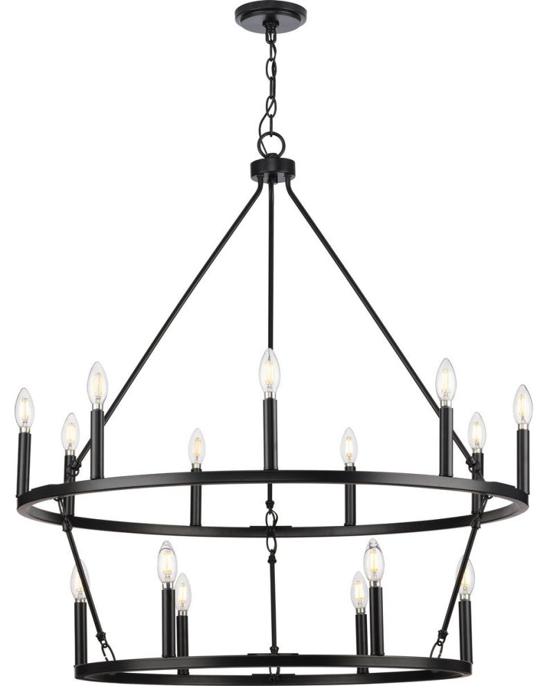 Gilliam Collection Nine-Light Matte Black New Traditional Chandelier