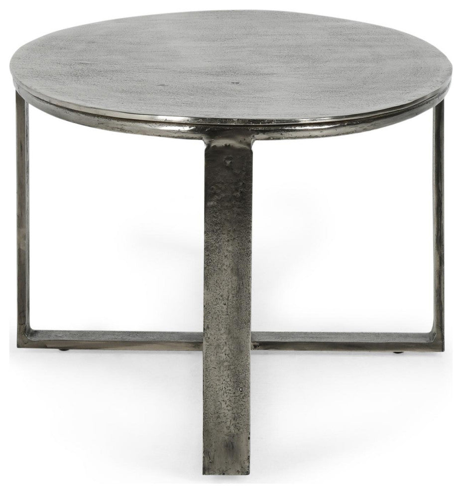 Kosas Home Flores 48" Industrial Oval Metal Nickel Coffee Table