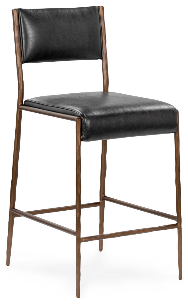 Kayne Leather Counter Stool by Kosas Home , Black