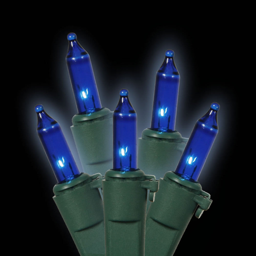 Vickerman W4G0502 50 Blue Mini-Light On Green Wire, 16' Christmas Light Strand