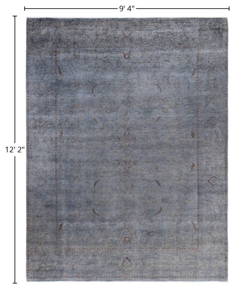Overdyed One-of-a-Kind Hand-Knotted Area Rug Gray, 9' 4" x 12' 2"