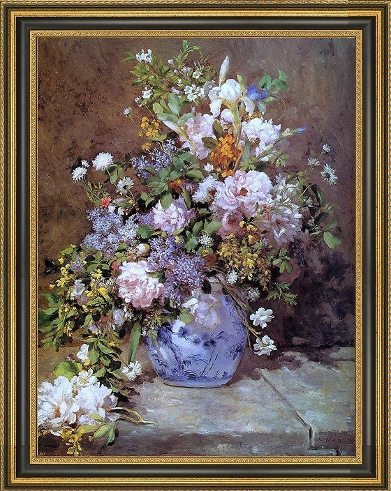Pierre Auguste Renoir Spring Bouquet Framed Premium Canvas Print, 18"x24"