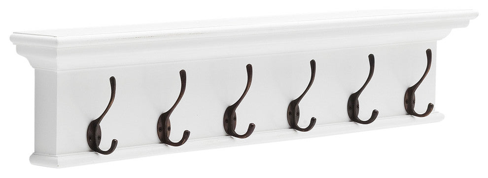 6-Hook Coat Rack, Pure White