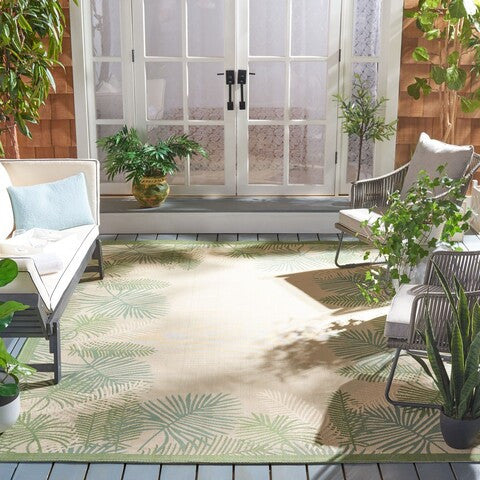 Safavieh Courtyard Cy7945-14A18 Cream, Green Area Rug, 8'0" X 11'2"