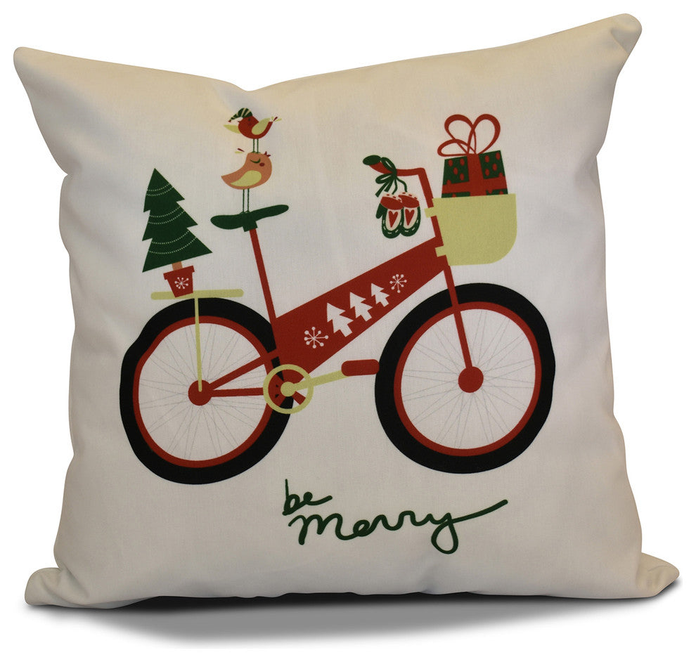 Decorative Holiday Pillow Geometric Print, Red, 20"x20"