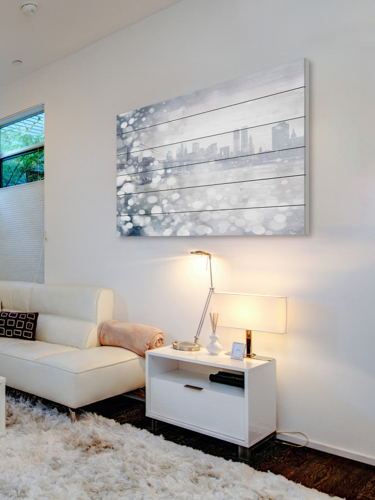 "Down Town" UV Ink Print on White Wood60"x40", 60"x40"
