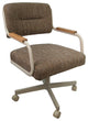 Swivel Tilt Kitchen Caster Chair with Wheels - M-114, Checkered - Beige Natural