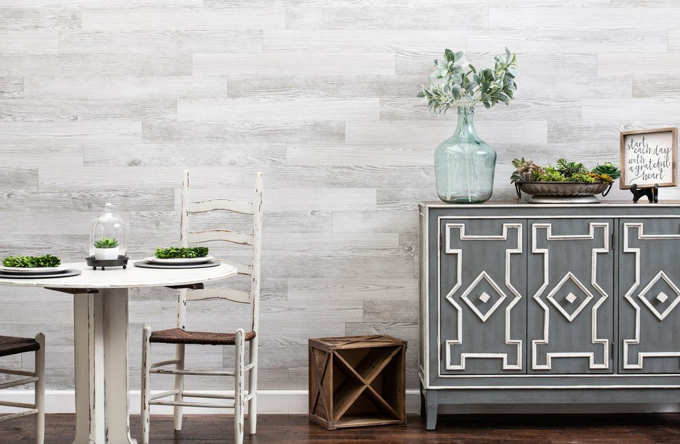 E-Z Wall Peel and Press White Wash Wall Planks