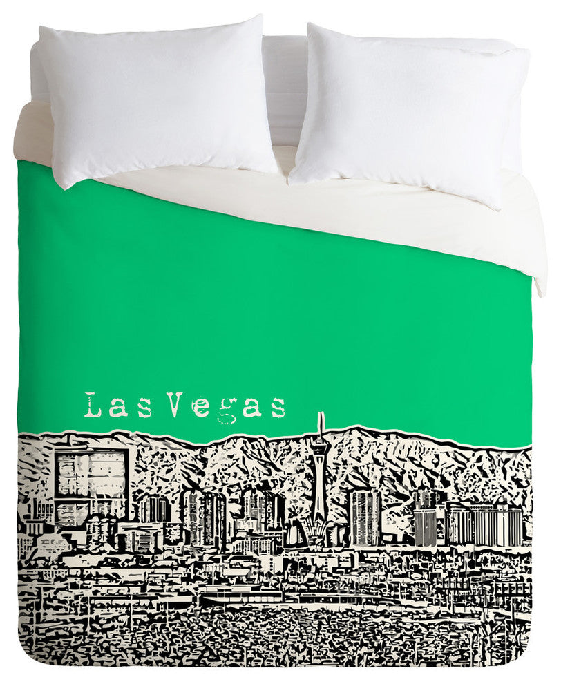 Deny Designs Bird Ave Las Vegas Green Duvet Cover - Lightweight