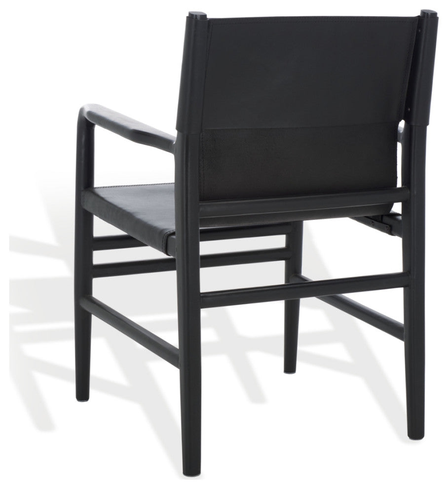 Safavieh Couture Cassaphina Leather Arm Chair, Black