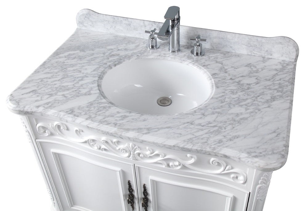 39" Carbone Antique Style White Bath Vanity