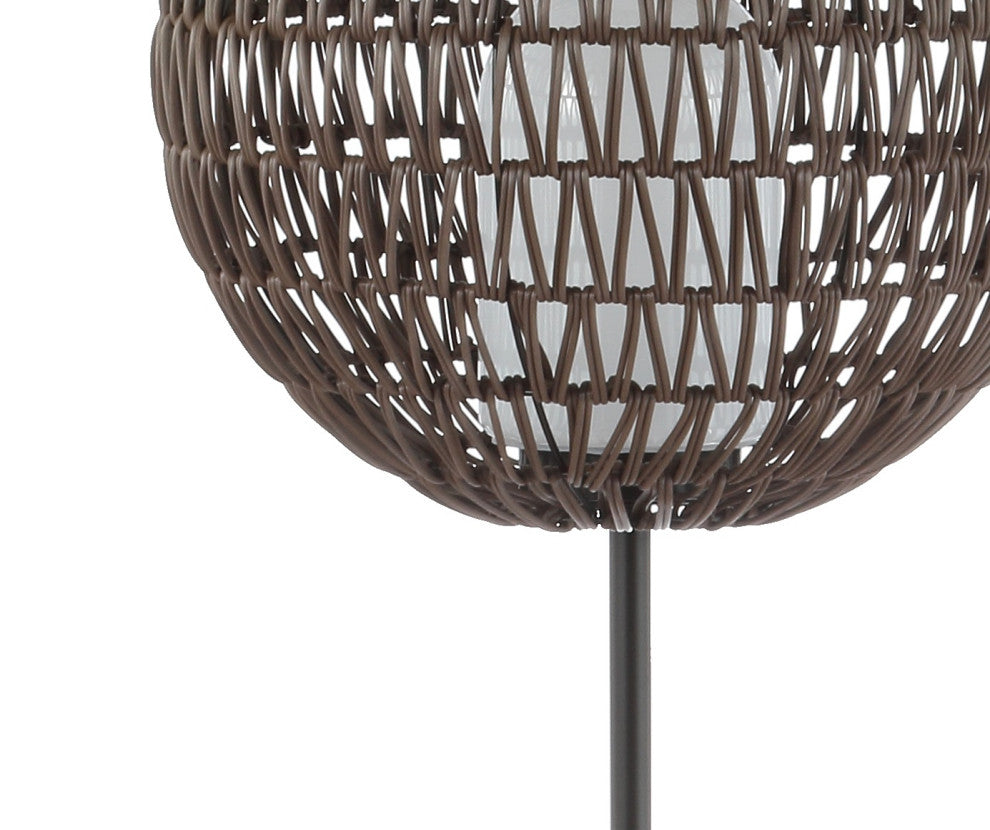Bea 61" Outdoor Woven Globe LED Floor Lamp, Coffee and Black
