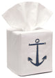 Linen Tissue Box Cover, Anchor