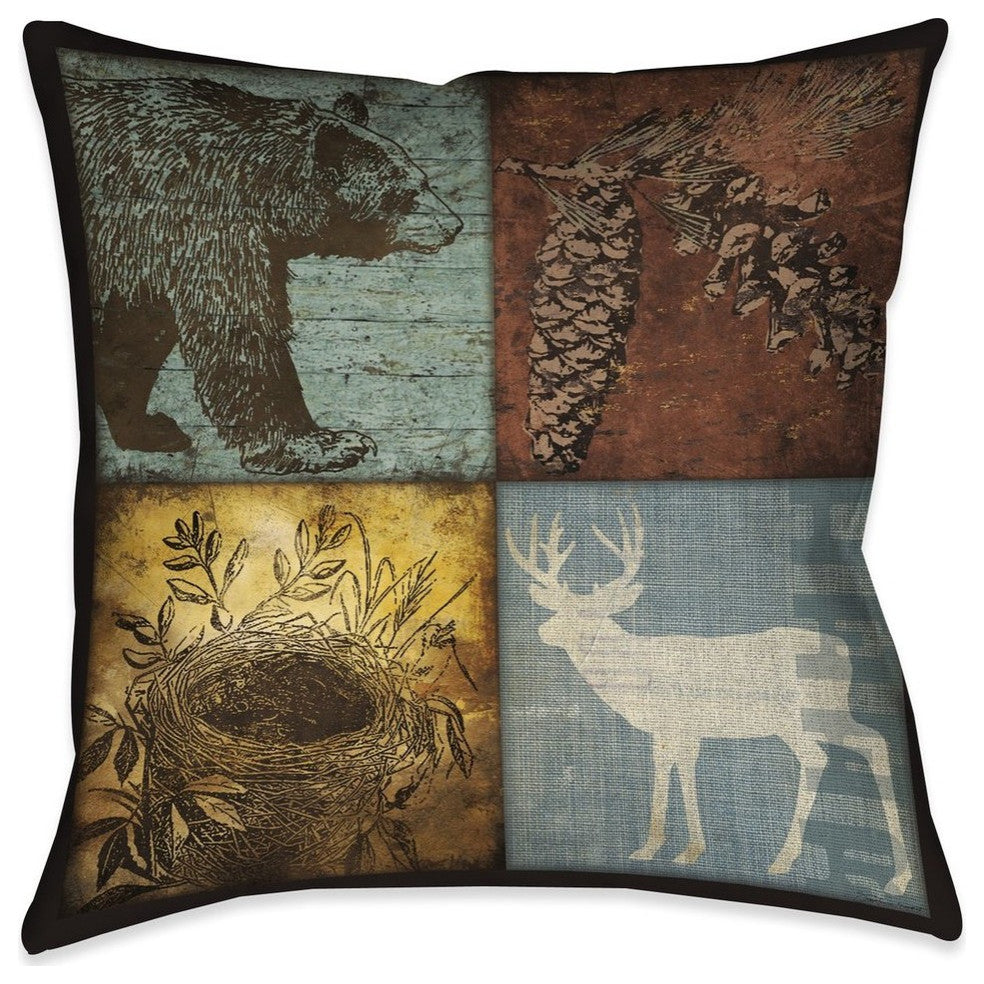 Laural Home Lodge 4 Patch 18" X 18" Indoor Decorative Pillow