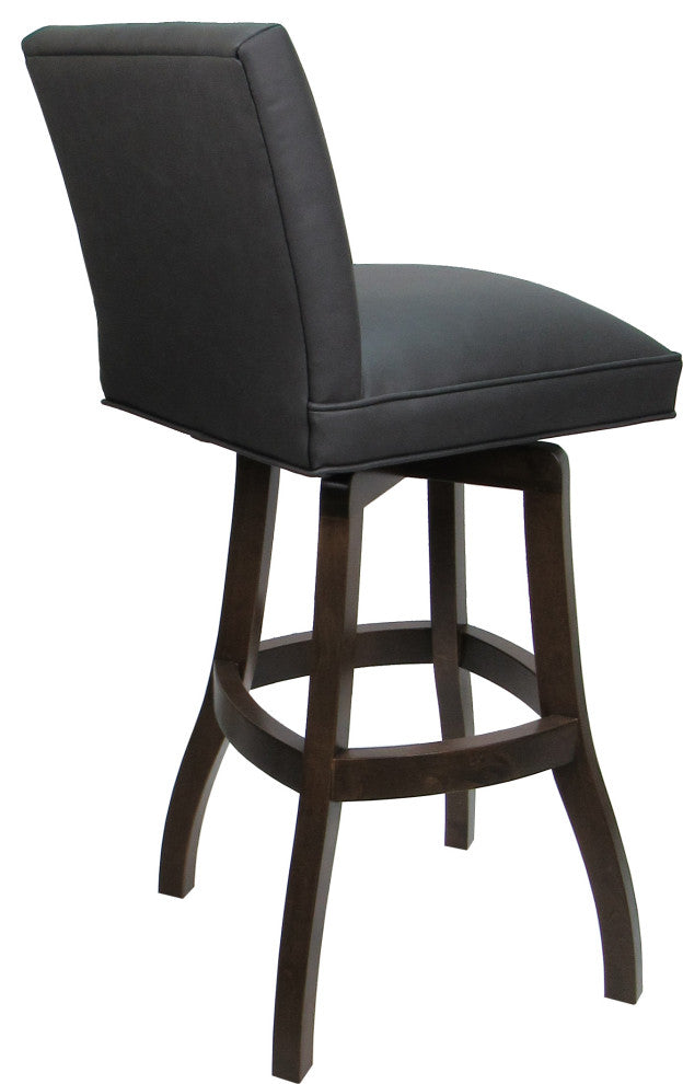 Swivel Wood Counter, Bar or Extra Tall Stool - Sommerville on S-Base, Gray Vinyl - Dark Walnut, 30"