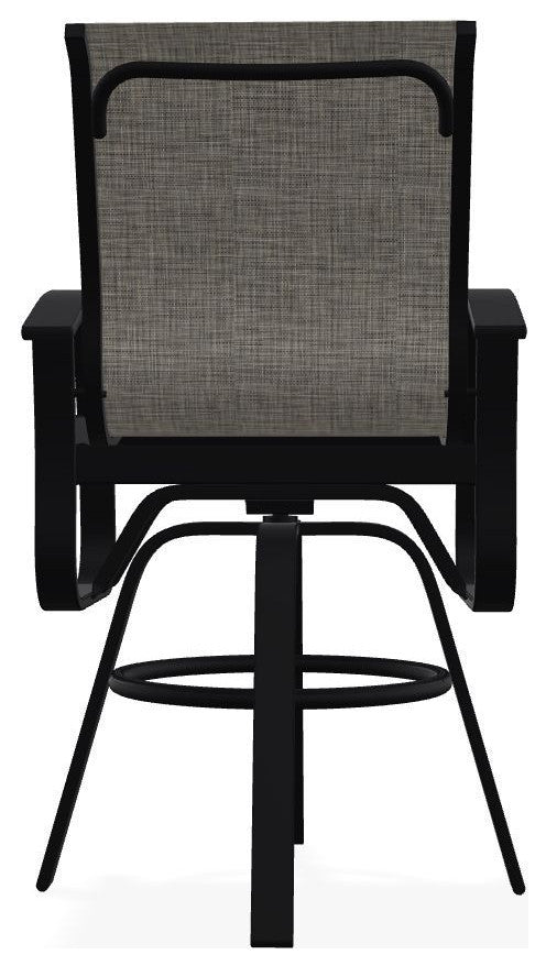 Belle Isle Sling Bar Height Outdoor Swivel Armchair, Storm/Black