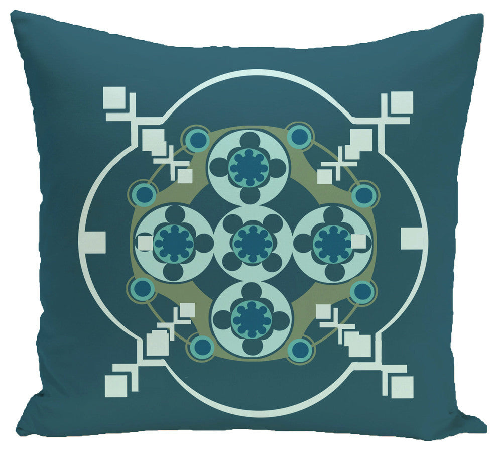 Bandana-Rama Geometric Print Pillow, Deep Sea, 18"x18"
