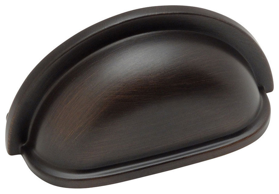 Cabinet Cup Pull, 3" Hole Centers, Oil Rubbed Bronze, Set of 10