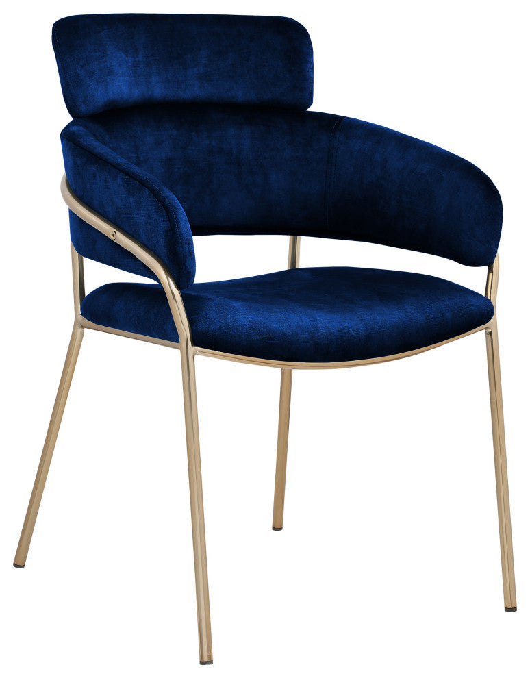 Yara Upholstered Dining Chair (Set of 2), Navy, Velvet