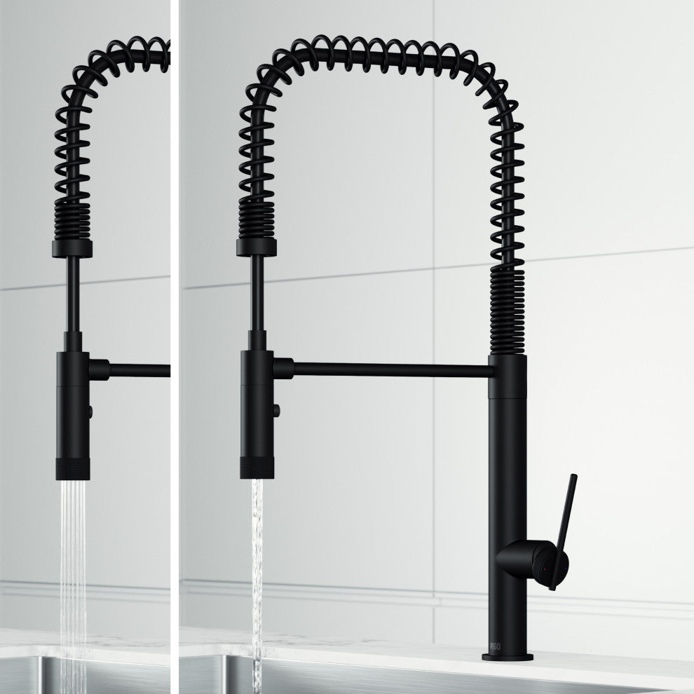 VIGO Sterling 23" H Single Handle Pull-Down Sprayer Kitchen Faucet, Matte Black, Without Extras