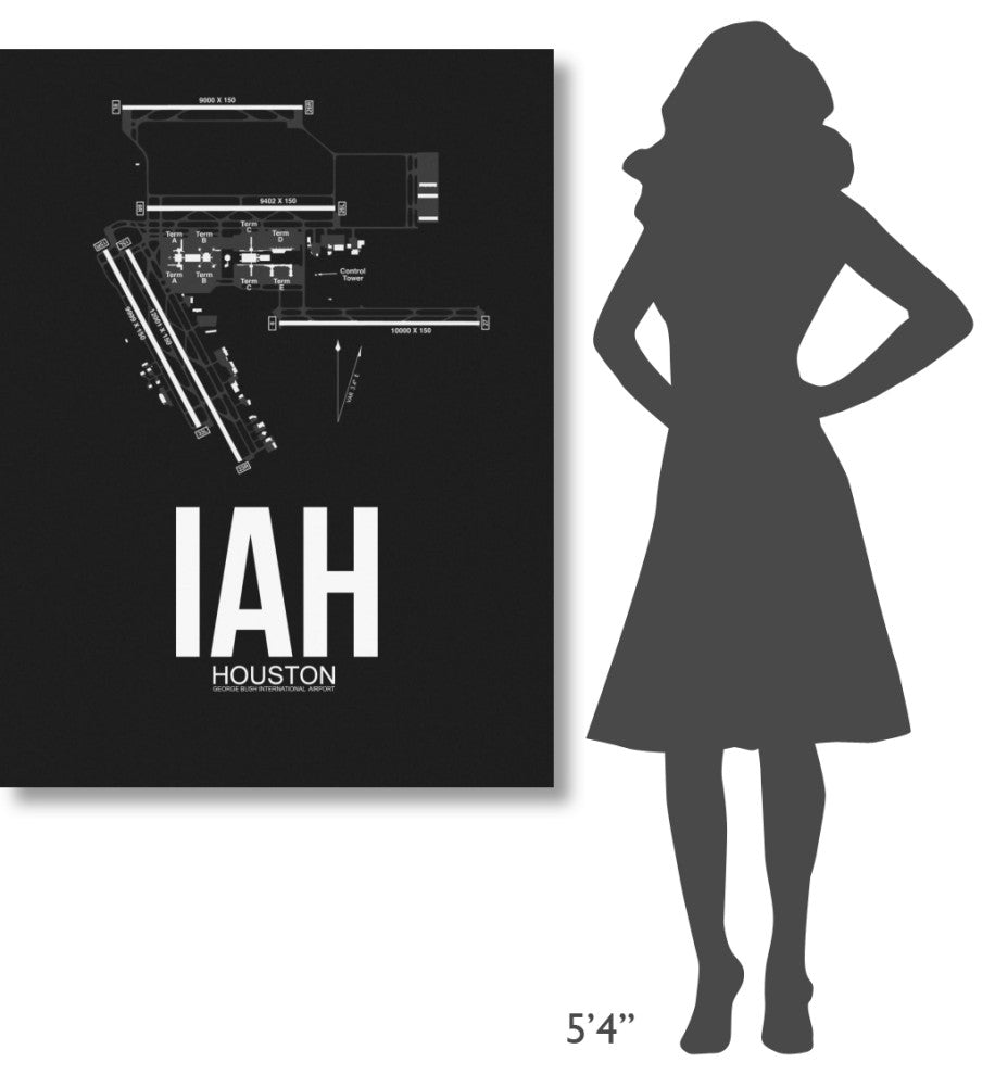 "IAH Houston Airport Black" Fine Art Print