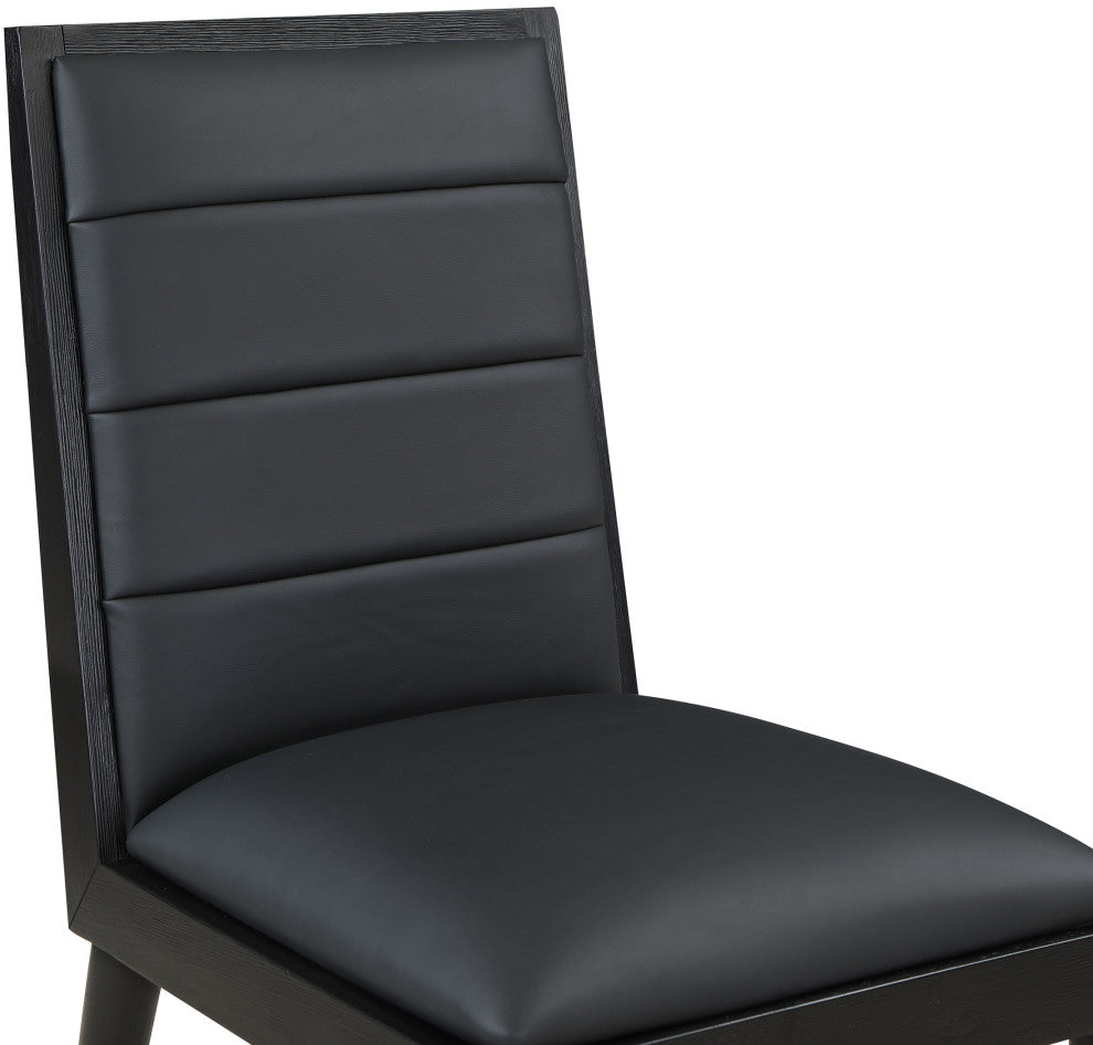 Bristol UpholsteredDining Chair, Set of 2, Black, Vegan Leather, Black Finish