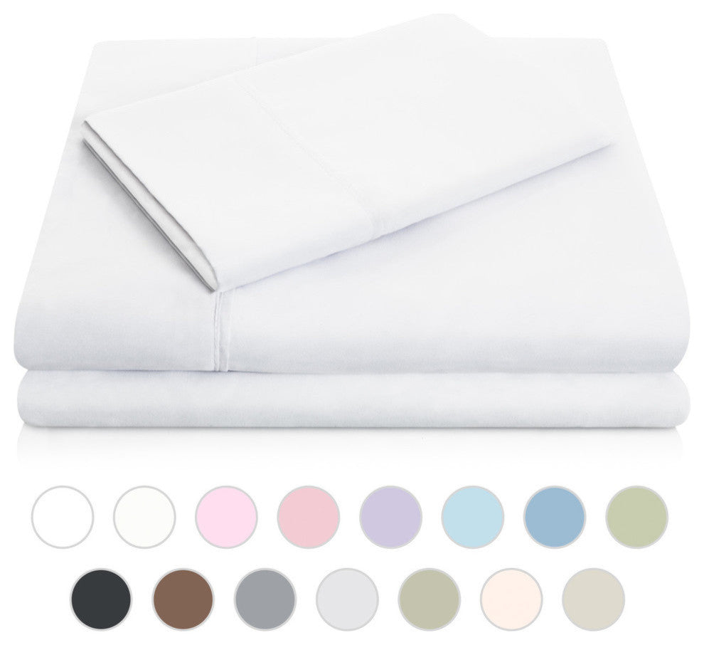 Brushed Microfiber Sheet 4 Piece Set by Malouf Fine Linens, White, Full