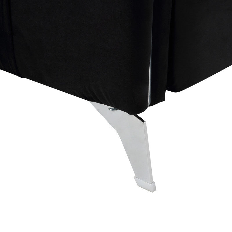 Hathaway Velvet Modern Chic Sofa Couch, Black