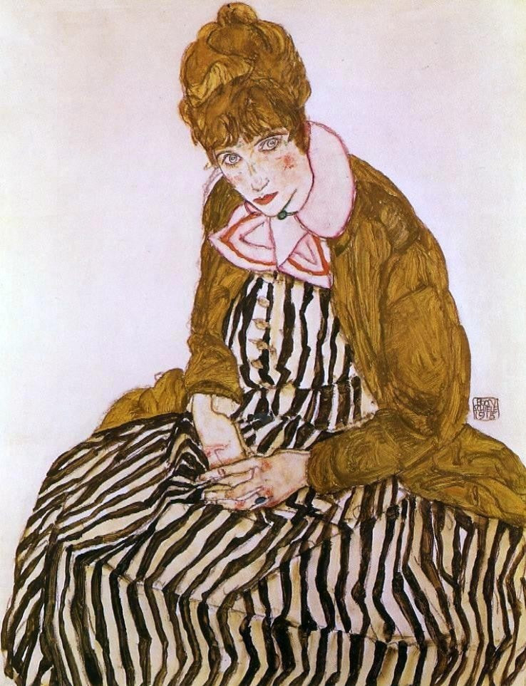 Egon Schiele Edith Schiele, Seated - 21" x 28" Premium Canvas Print