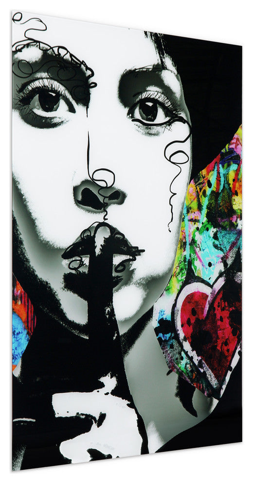 "Secrets" Frameless Free Floating Tempered Glass Panel Graphic Art