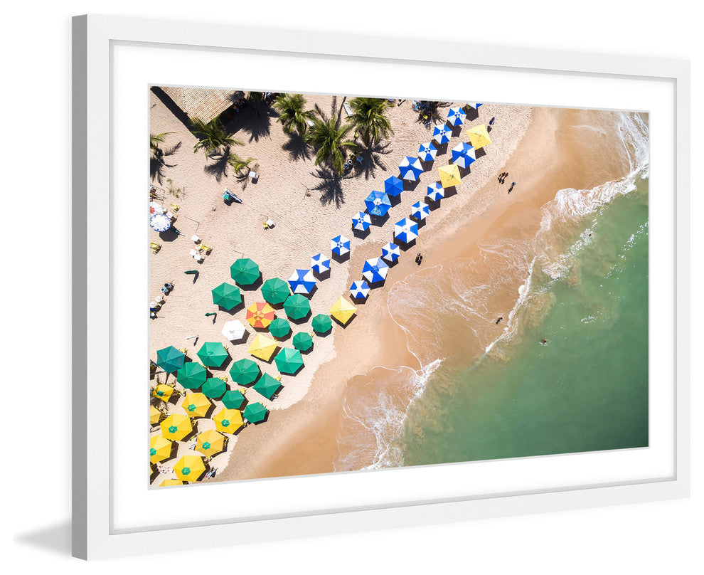 "Beach Umbrellas" Framed Painting Print