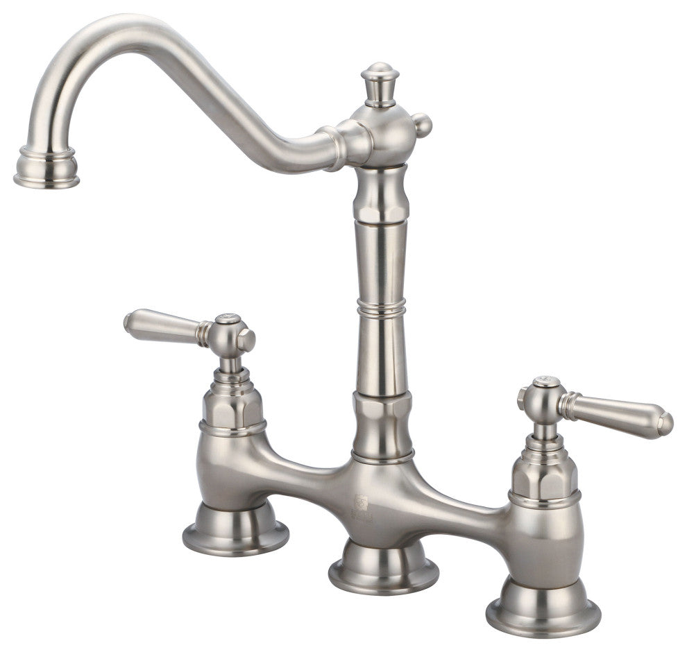 Americana Two Handle Kitchen Bridge Faucet, Pvd Brushed Nickel
