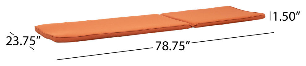 Teresa Outdoor Fabric Chaise Lounge Cushion, Rust Orange