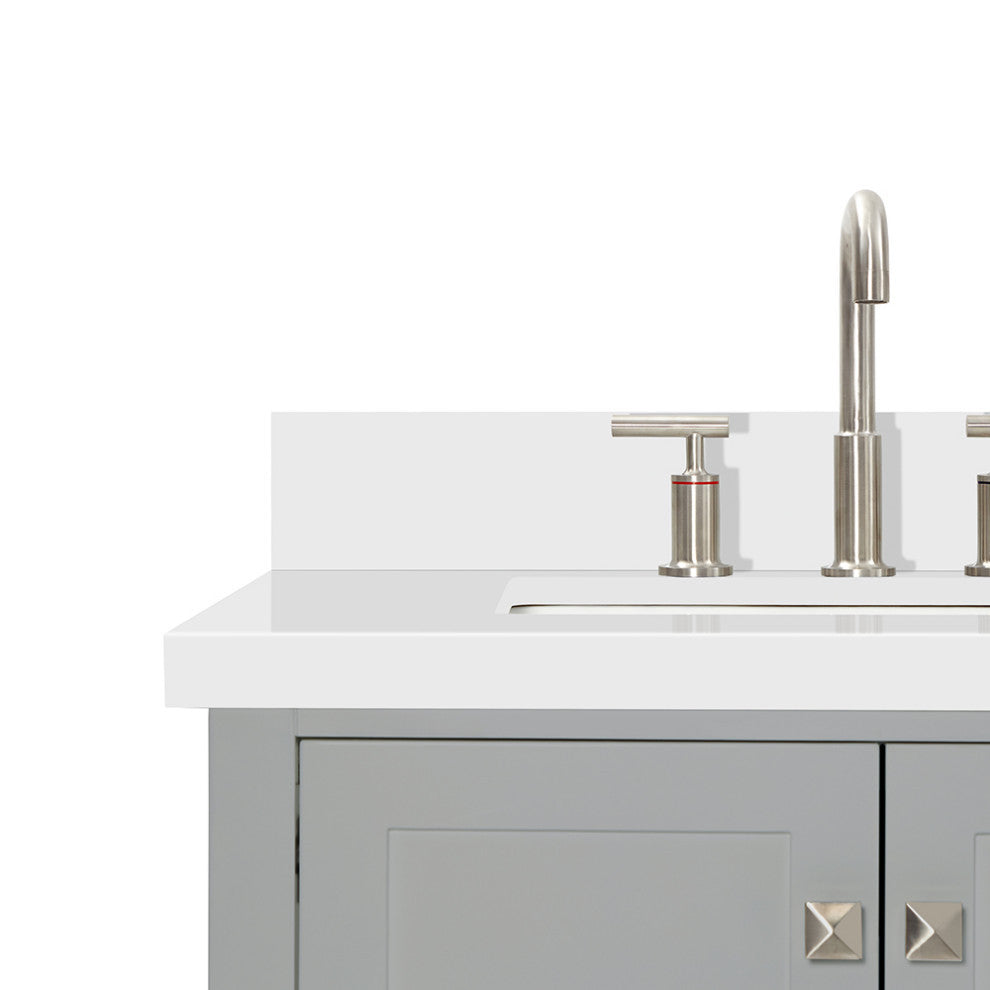 ARIEL Cambridge 73" Double Rectangle Sink Bathroom Vanity Grey with Quartz Top