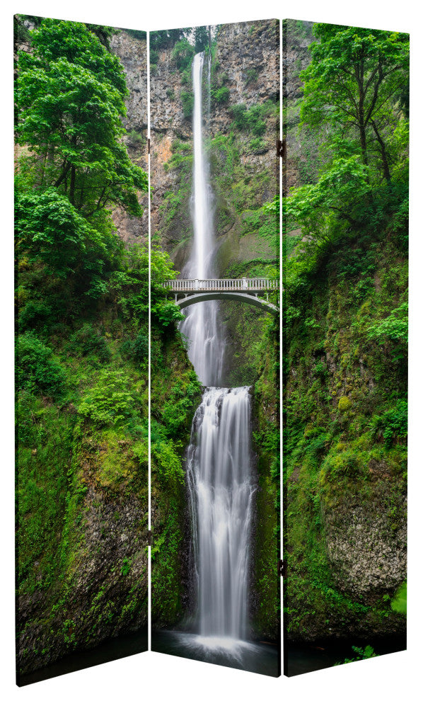 6' Tall Double Sided Mountaintop Waterfall Canvas Room Divider