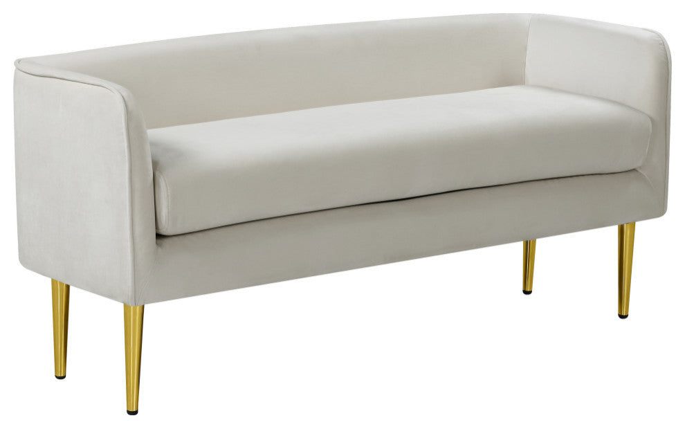 Audrey Velvet Upholstered Bench, Cream