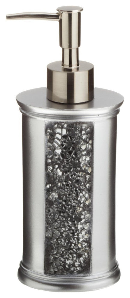 Popular Bath "Sinatra Silver" 6 Piece Resin Bath Accessory Set Cracked Glass