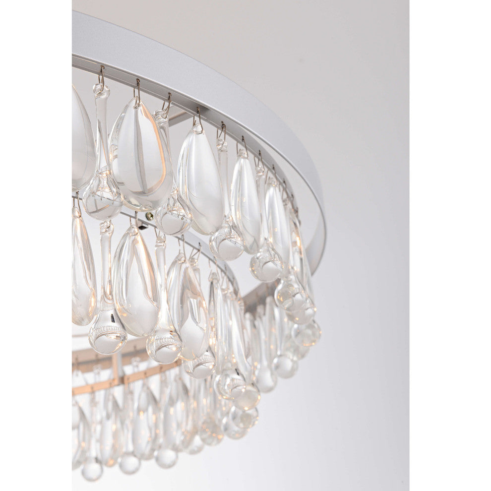 Mia Crystal 6-light Chandelier, Matte Silver