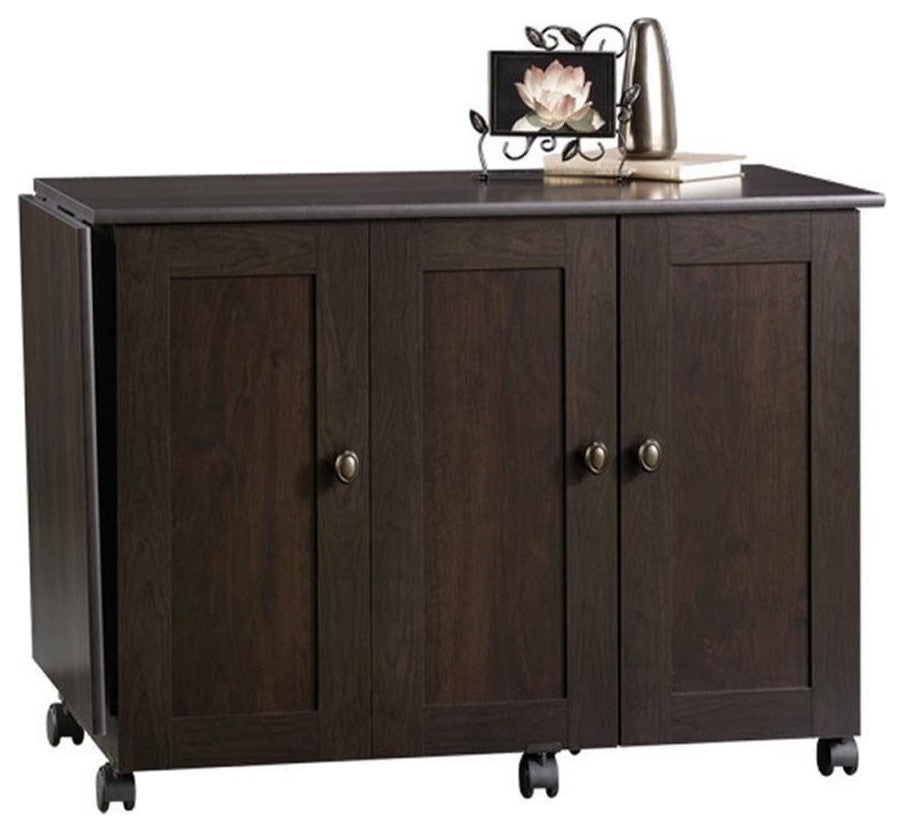 Sauder Select Engineered Wood Craft Sewing Cart in Cinnamon Cherry