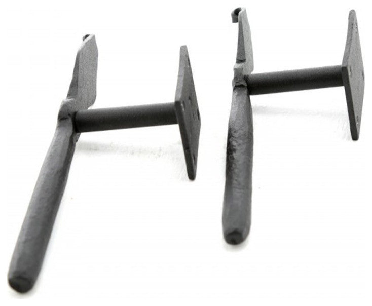 Black Shutter Dog Holders 7" L Wrought Iron Rust Resistant Wood Mount Pack of 6