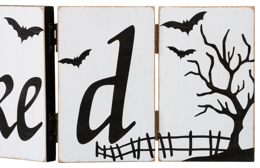 20"L Halloween Wooden Hinged Table Sign